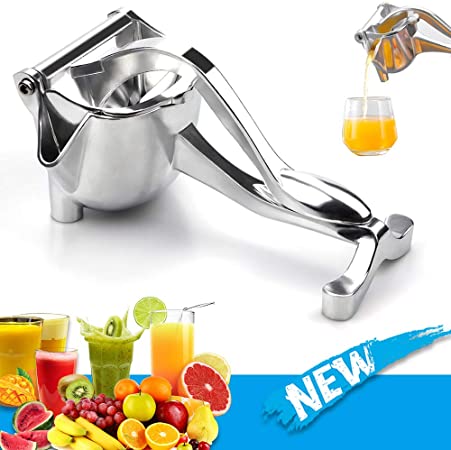 Stainless Steel Manual Fruit Juicer Heavy Duty Fruit Press Alloy Hand Juicer Lemon Squeezer Citrus Press Orange Juicer Fruit Citrus Extractor Tool, Silver