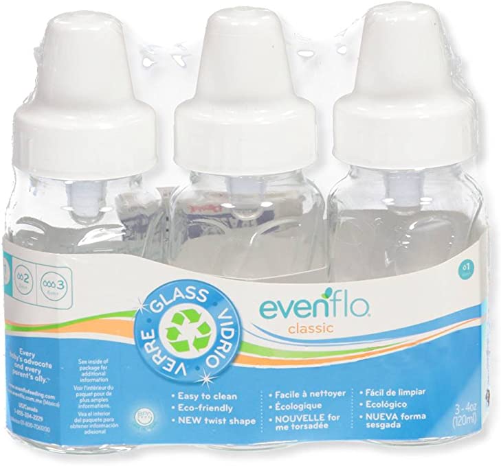 Evenflo 1015321 Classic Clear Glass Bottle, 4-Ounce, 3-Pack