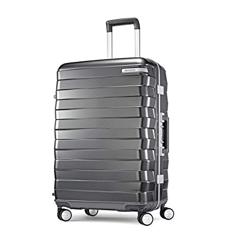 Samsonite Framelock Hardside Checked Luggage with Spinner Wheels, 25 Inch, Dark Grey