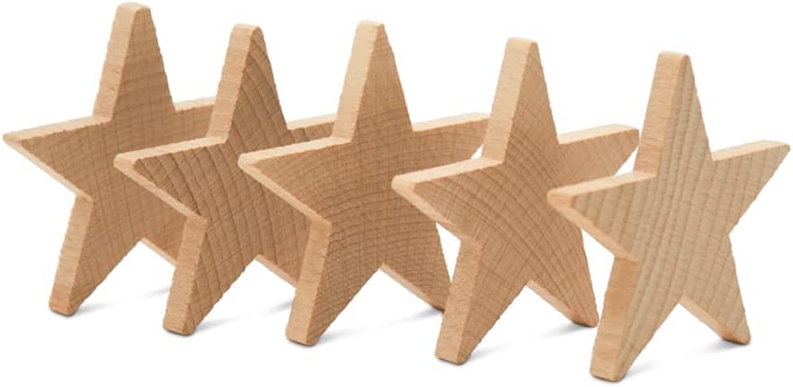 Wood Star Cutouts 2-1/2-inch by 1/4-inch, Pack of 50 Wooden Stars for Crafts, Christmas, and July 4th, by Woodpeckers