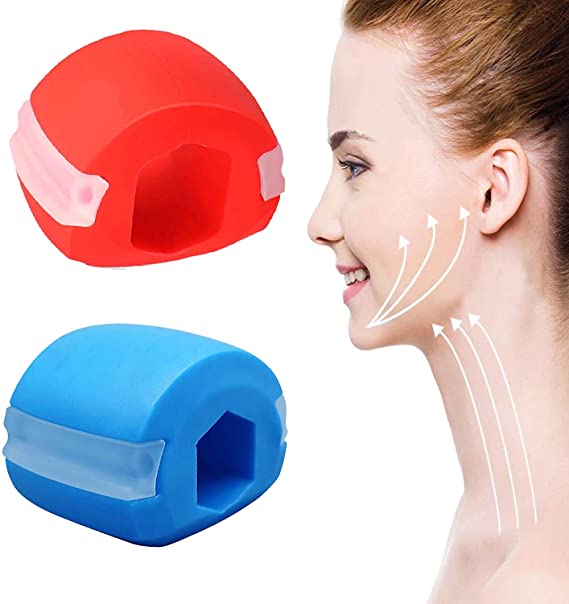 Jaw Exerciser Chew , 2 Packs Facial Toner Jaw Exerciser Jawline Fitness Ball, Neck Toning Equipment, Facial Beauty Tool,Double Chin Exerciser For Men Women (blue)