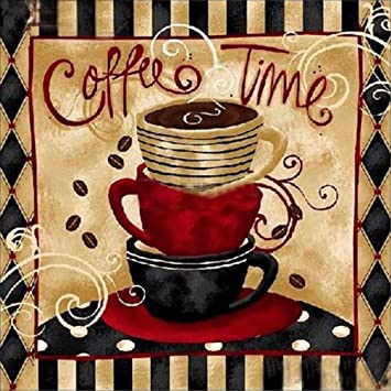 Coffee Time Diamond Painting Kits - PigBoss 5D Full Diamond Painting by Numbers - Crystal Diamond Embroidery Cross Stitch Coffee Kitchen Decor Art Gift for Adults (11.8 x 11.8 inches)