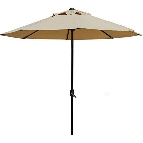 Abba Patio 9 Ft Outdoor Table Aluminum Patio Umbrella with Auto Tilt and Crank Alu 8 Ribs Beige