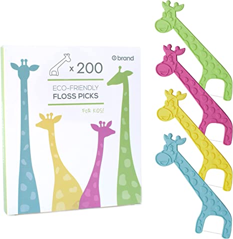 Kids Floss Picks, 200 Picks, Biodegradable Corn Starch, Dental Floss Picks, Plant Based, Sustainable, Eco Friendly, Kids Dental Care o1brand