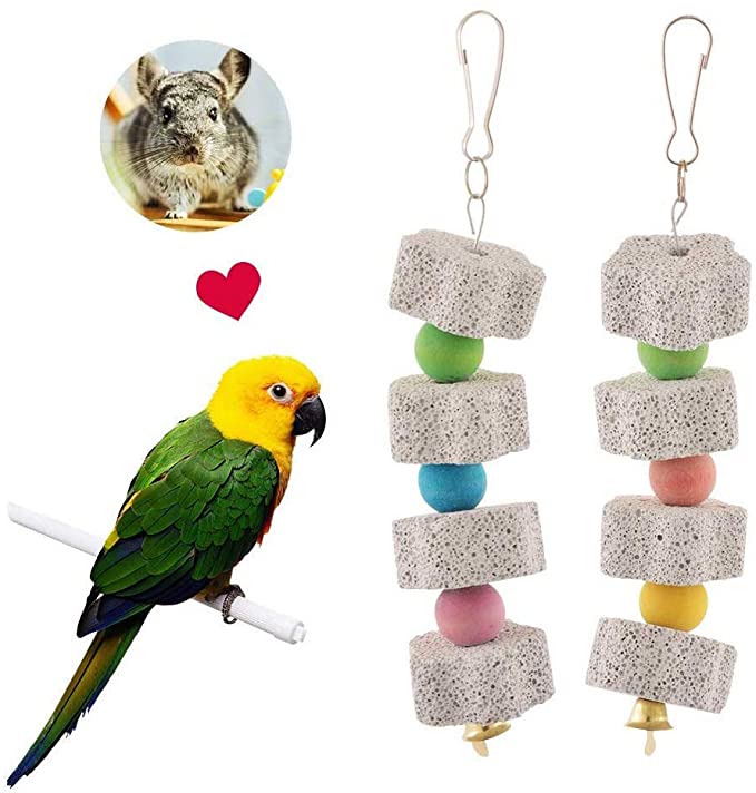 Bird Chew Toy, Bird Parrot Beak Grinding Stone with Bell, 2 Pack (#4)