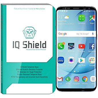 Galaxy S8 Screen Protector, IQ Shield Tempered Ballistic Glass Screen Protector for Galaxy S8 (Black) 99.9% Transparent HD and Shatter-Proof Shield