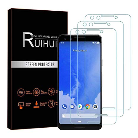 [3-Pack] Google(Pixel 3) 2018 Screen Protector,RUIHUI 9H Extreme Hardness Anti-Scratch, Anti-Fingerprint, Bubble Free,3D Touch Clear Tempered Glass with Lifetime Replacement Warranty (Pixel 3)