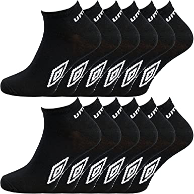 12 Pairs - Mens Official Umbro Sport Trainer Liner Socks Ankle Invisible Socks - UK Size 6-11