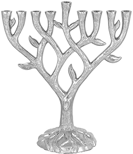 Textured Tree of Life Menorah - Collectible Quality - Uses Standard Hanukkah Candles