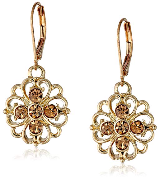1928 Jewelry Basic Classics Filigree Flower Drop Earrings