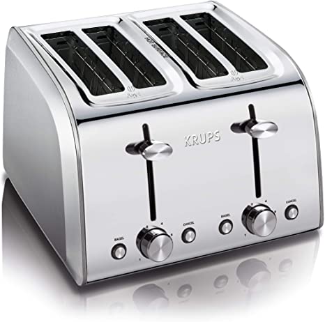 Krups KH251D51 Stainless Steel Toaster with 6 Adjustable browning settings, 4-Slice, Silver