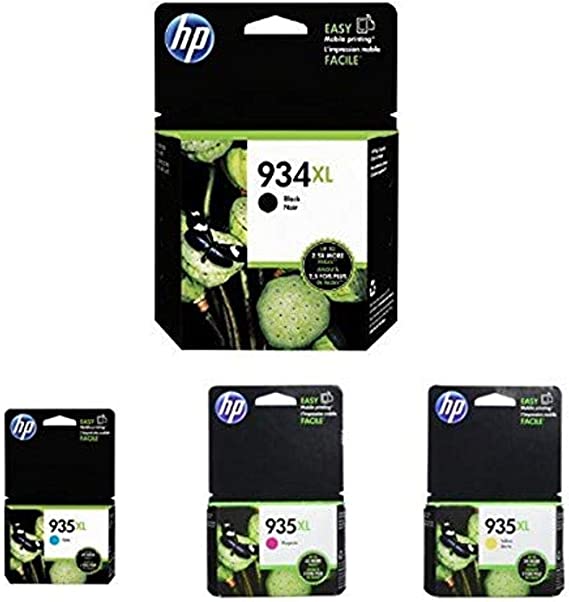 HP 934-935XL | Ink Cartridge Bundle | Black, Cyan, Yellow, Magenta | C2P23AN, C2P24AN, C2P25AN, C2P26AN