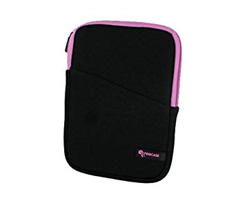 rooCASE Tablet Sleeve Case, 7 Inch Sleeve Case with Super Bubble Protection (Black/Pink) for Amazon Fire 7 (Current Generation), Fire HD 6, Galaxy Tab 7 and iPad Mini 1/2/3/4
