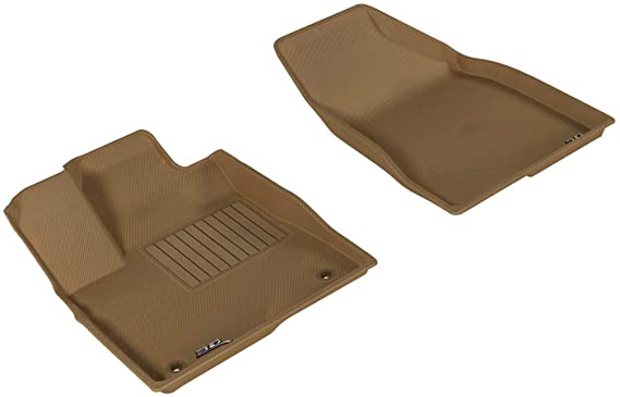 3D MAXpider Front Row Custom Fit All-Weather Floor Mat for Select Toyota Highlander Models - Kagu Rubber (Tan)