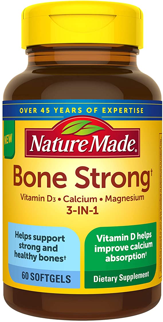 Nature Made Bone Strong with Calcium 260mg, Vitamin D3 1000IU, and Magnesium 250mg 60 Count