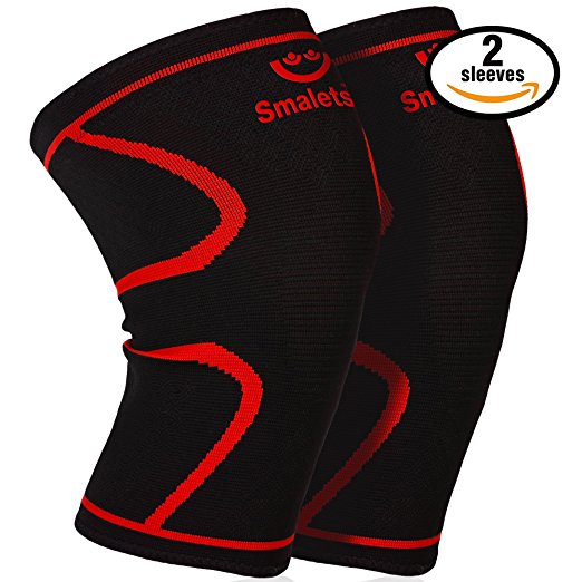 Smalets Compression Knee Support Sleeves (1 Pair) –Powerful Joint Protection for Cross Training, Weightlifting, Running & More