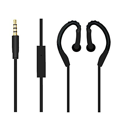 BESIGN New Version SP01 Wired Sweat Proof Earphones, 3.5mm Stereo Sports Running Earbuds, Headsets, Headphones With Mic and Remote Control for Smart Phones, Tablets, PC, Mp3 Players (Black)