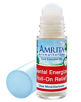 Amrita Aromatherapy: Mental Energizer Roll-On Relief (Natural Energy Booster) with Essential Oils of Ginger, Lemon, Lime, and Organic Peppermint in a Certified Organic Lotion Base (Size: 30ml)