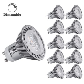 LE® 4W Dimmable MR16 GU10 LED Bulbs, 35W Halogen Bulbs Equivalent, 210lm, 45° Beam Angle, Warm White, 3000K, Recessed Lighting, Track Lighting, Spotlight, LED Light Bulbs, Pack of 10 Units