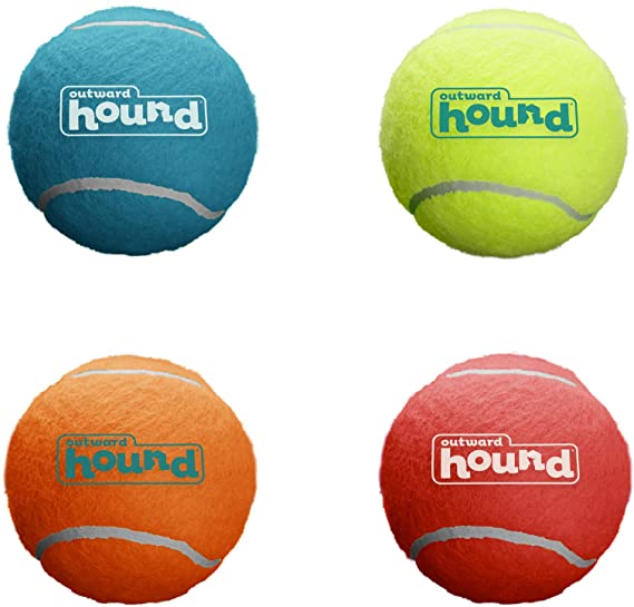 Outward Hound Squeaker Ballz Squeaky Tennis Ball Dog Toys, Small, 4 Pack