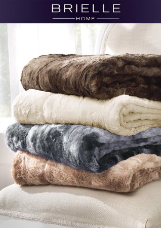 Brielle Nesting Faux Fur Reversible Throw 50 by 70 Snow Goose