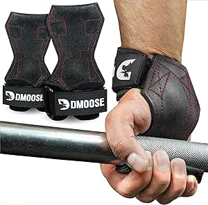 DMoose Weight Lifting Grips - Gym Grip Straps with Rugged Anti-Slip Technology - Hand Grips for Powerlifting, Cross Training, Gymnastics and Pull Ups, Weightlifting Grips with Neoprene Wrist Padding