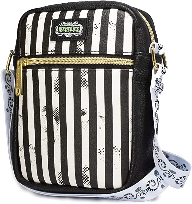 Buckle Down Beetlejuice Bag, Cross Body, Beetljuice Stripes, Vegan Leather