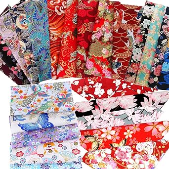 ASNOMY 30PCS 8" x 10"(20cm x 25cm) Cotton Craft Fabric Bundle Squares Patchwork,Japanese Style Cotton Wrapping Cloth Squares Quilting Fabric, Bundles of Fabric for DIY Patchwork Sewing