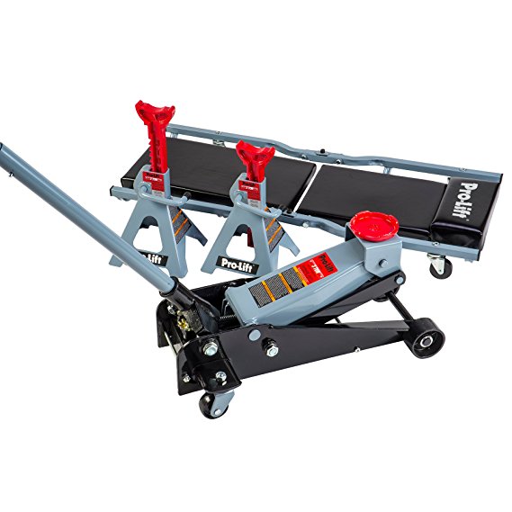 Pro Lift G-4630JSC 3 Ton Heavy Duty Floor Jack / Jack Stands and Creeper Combo - Great for Service Garage Home Uses