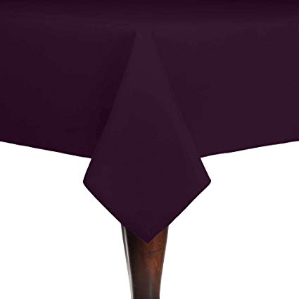 Ultimate Textile Cotton-Feel 60 x 108-Inch Rectangular Fine Dining Tablecloth Aubergine Eggplant Purple
