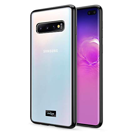 ZIZO Refine Clear Galaxy S10 Plus Case | Ultra-Thin Cover Shockproof w/Electroplated Metallic Bumper Transparent Back Designed for 2019 6.4 Samsung Galaxy S10  (Black/Clear)