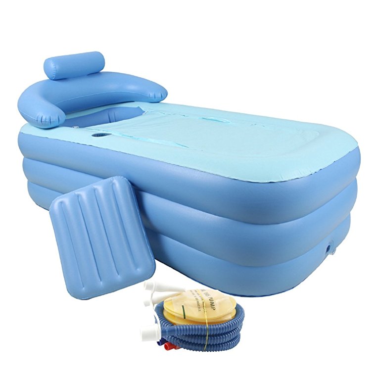 CO-Z Adult PVC Portable Folding Inflatable Bathtub with Air Pump for Family Bathroom SPA