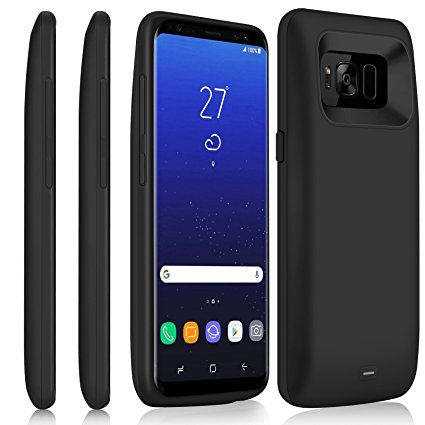 Galaxy S8 Battery Case 5000mAh, Gixvdcu External Portable Charge Cover with 360 Degree Slim Protection Power Bank for Samsung S8 (2017) - Black