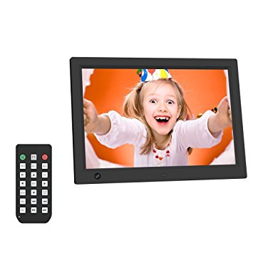 ICOCO 12 inch 1080P HD LCD Digital Photo Frame 1920x1080 High Resolution Support Hu-Motion Sensor/ Video /Music Player/Calendar/Clock/ Alarm Clock Function with Remote Control (Black)