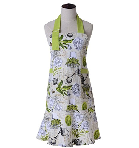 Housewife Vintage Bib Anthropologie Grilling Chef Girl Kitchen Cooking Aprons for Women, Postoral Style Green Apron