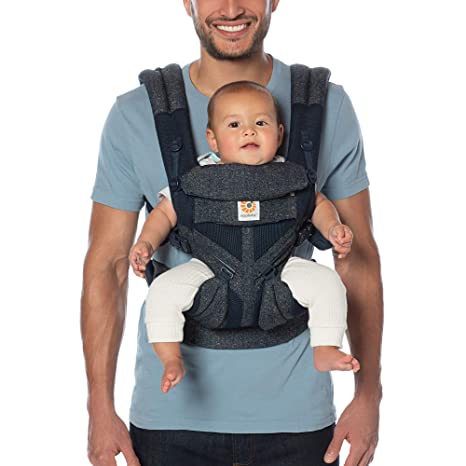 Ergobaby Carrier, Omni 360 All Carry Positions Baby Carrier with Cool Air Mesh, Blue Tweed