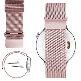 22mm Magnetic Milanese Loop Stainless Steel Magnet Lock Band For ASUS Zenwatch 2 WI501Q, Pebble time, Time Steel, Samsung Gear 2, Neo, Live, LG G Watch, Urbane R (Magnetic Loop Rose Gold)