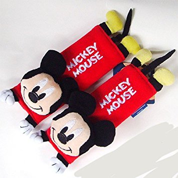 Disney Mickey Mouse Design Multi Use Auto Car seat belt cover Plush Seat Shoulder Pad Cushion 2 pcs One Pair
