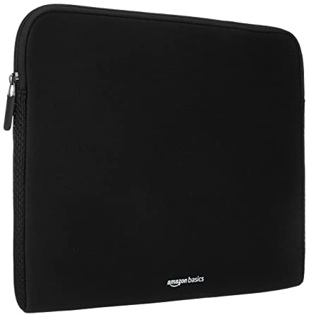 AmazonBasics laptopss Sleeve Case Cover Pouch for 13-inches laptopsss for Men and Women | Slim Profile Neoprene, Soft Puffy Fabric Lining, 360° Protection, Smooth and Premium Zipper (Black)