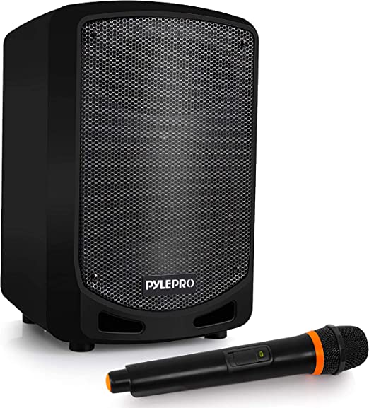 Portable Bluetooth PA Speaker System - Indoor Outdoor Karaoke Sound System w/Wireless Mic, Audio Recording, Rechargeable Battery, USB/SD Reader, Stand Mount, for Party, Crowd Control - Pyle