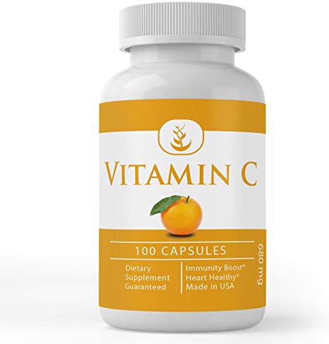 Vitamin C (100 Capsules, 680 mg/Serving) by Pure Organic Ingredients, 1000% Daily Value, L-Ascorbic Acid, Healthy Immune System*