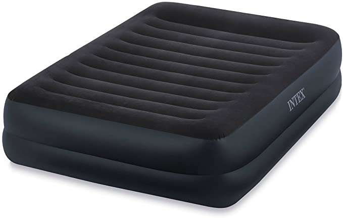 Intex Dura-Beam Series Pillow Rest Raised Airbed with Fiber-Tech Construction and Built-in Pump, Queen, Bed Height 16.5"