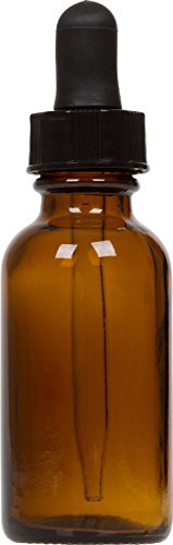 1 oz Amber Glass Boston Round Bottle w/ Black Glass Dropper Pack of 25