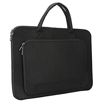 Portable Handle 12-14Inch Laptop Sleeve Travel Office Business Style Case Toneseas Anti-Shock MacBook Pro Retina Felt Bag with Subordinate Bag, Zipper Design Lightweight to Carry (Black)