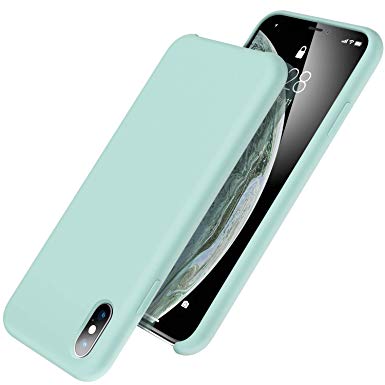 UGT iPhone Xs Max Case, Liquid Silicone Rubber Slim Shockproof Case Microfiber Cloth Lining Compatible with Apple iPhone Xs Max 6.5 inch, Mint