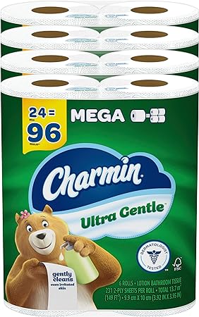 Charmin Ultra Gentle Toilet Paper, 24 Mega Rolls = 96 Regular Rolls