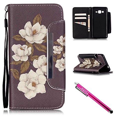 G530 Case, Galaxy Grand Prime Case, Firefish Stand Flip Folio Wallet Cover Shock Resistance Shell with Magnetic Closure for Samsung Galaxy Grand Prime G530 G530H G5308-Begonia