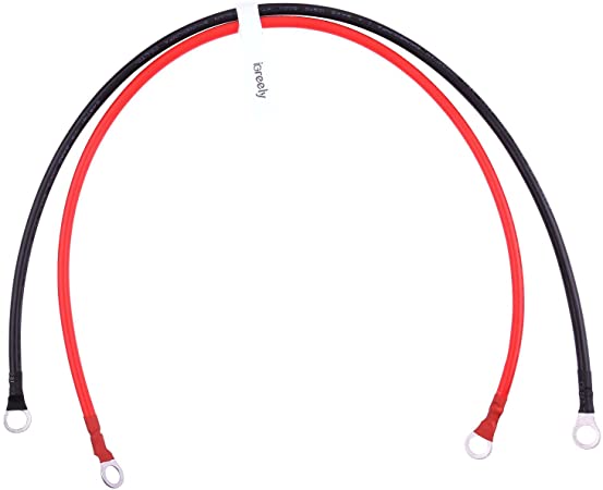 Battery Cable - iGreely 8 AWG 8 Gauge Wire Made with Tinned Copper Wire Battery Power Inverter Cables with Terminals for Solar Panel Automotive Motorcycle RV Marine (1 Black & 1 Red) 10ft/3M