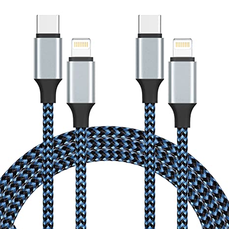 USB C to Lightning Cable, 2 Pack 10FT 20W MFi Certified iPhone Charger Sync Nylon Braided Type C to Charging Cord Compatible for iPhone 12/12Pro/12ProMax/11/11Pro/11Pro MAX/XS/XS MAX and More