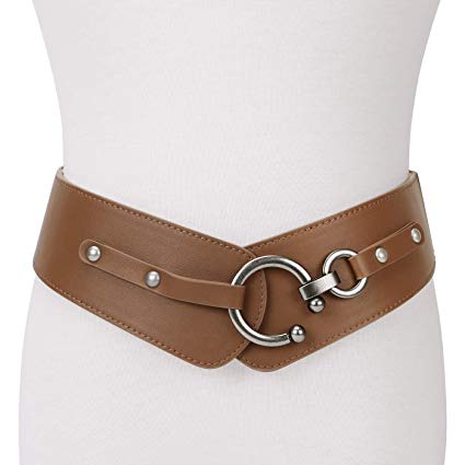 JASGOOD Women's Fashion Vintage Wide Elastic Stretch Waist Belt With Interlock Buckle